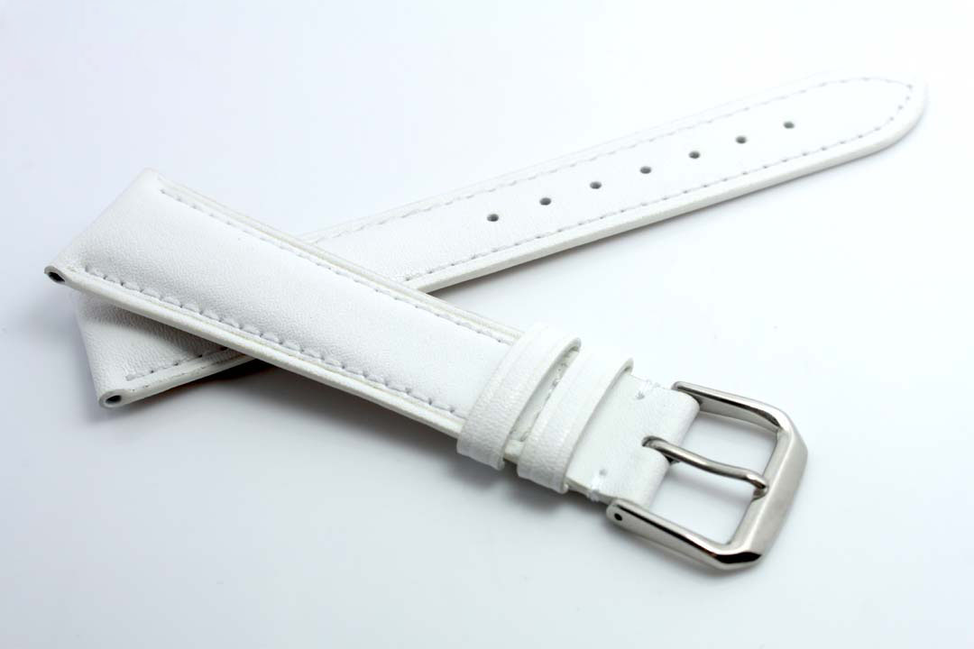 Genuine Calf leather bracelet White Strap - Click Image to Close